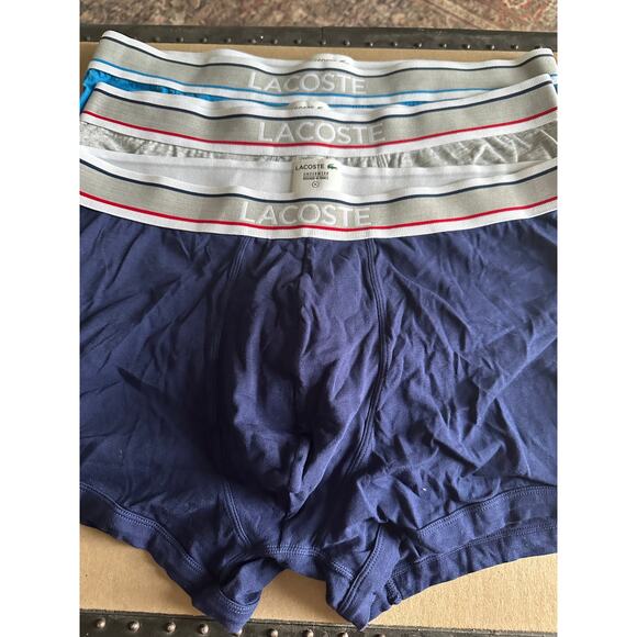 VTG NWOT LaCoste Brazilian trunk underwear 3 pairs gray blue size XL - Picture 1 of 6